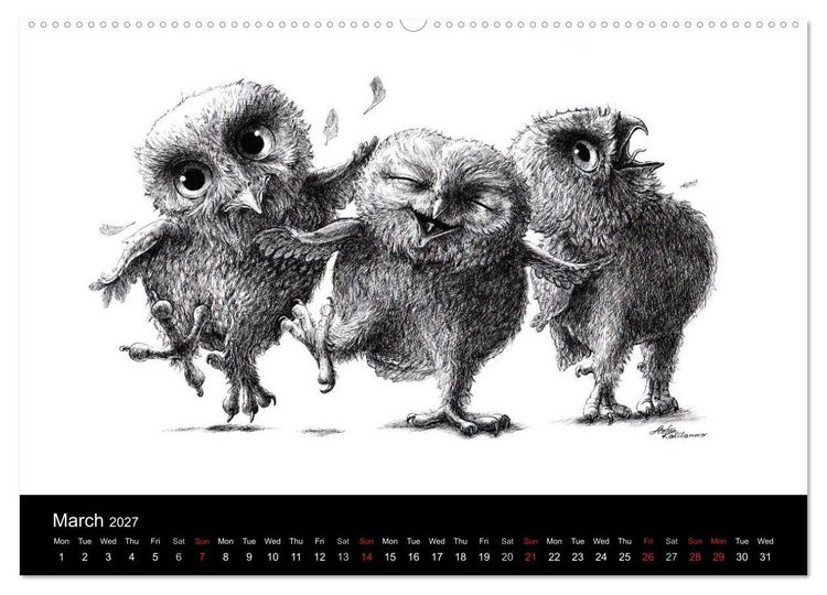 Produktbild: owls & friends 2027 (High Quality Premium Wall Calendar 2027 DIN A2 landscape),CALVENDO 12 Month Wall Calendar