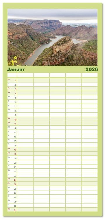 Produktbild: Familienplaner 2026 - S&uuml;dafrika - Landschaft voller Vielfalt und Sch&ouml;nheit mit 5 Spalten (Wandkalender, 21 x 45 cm) CALVENDO