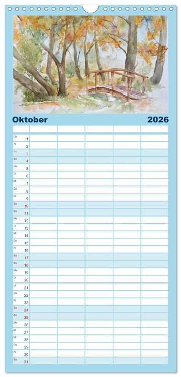 Produktbild: Familienplaner 2026 - R&uuml;gen Impressionen in Aquarell mit 5 Spalten (Wandkalender, 21 x 45 cm) CALVENDO