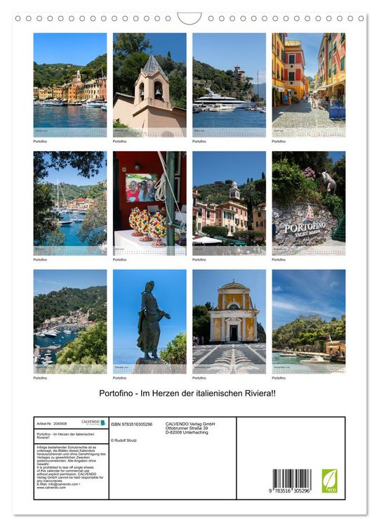 Produktbild: Portofino - Im Herzen der italienischen Riviera!! (Wandkalender 2026 DIN A3 hoch), CALVENDO Monatskalender