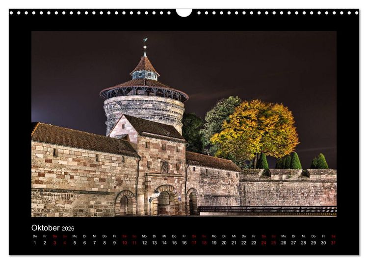 Produktbild: N&uuml;rnberg - Die Altstadt bei Nacht (Wandkalender 2026 DIN A3 quer), CALVENDO Monatskalender