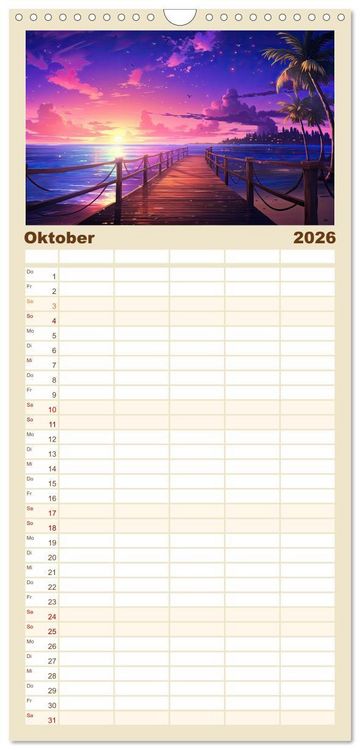 Produktbild: Familienplaner 2026 - Inspirierende Str&auml;nde mit 5 Spalten (Wandkalender, 21 x 45 cm) CALVENDO