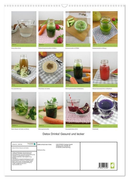 Produktbild: Detox Drinks! Gesund und lecker (Wandkalender 2026 DIN A2 hoch), CALVENDO Monatskalender