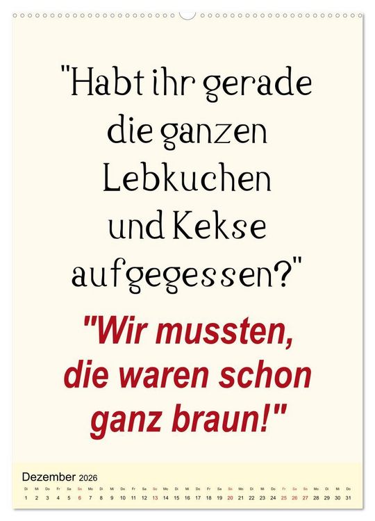 Produktbild: Spr&uuml;che-Kalender. Lustiges f&uuml;r die Familie! (Wandkalender 2026 DIN A2 hoch), CALVENDO Monatskalender