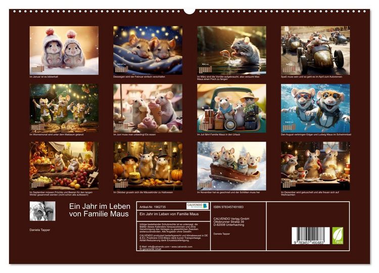 Produktbild: Ein Jahr im Leben von Familie Maus (hochwertiger Premium Wandkalender 2026 DIN A2 quer), Kunstdruck in Hochglanz