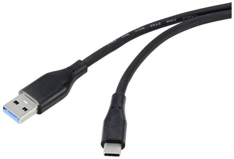 Produktbild: Renkforce USB-Kabel USB 3.2 Gen1 USB-A Stecker, USB-C&reg; Stecker 2.00 m Schwarz PVC-Mantel, hochflexibel RF-4995176