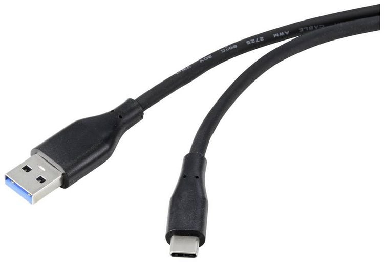 Produktbild: Renkforce USB-Kabel USB 3.2 Gen1 USB-A Stecker, USB-C&reg; Stecker 3.00 m Schwarz PVC-Mantel, hochflexibel RF-4995178