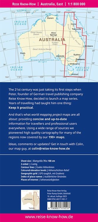 Produktbild: Reise Know-How Landkarte Australien, Ost / Australia, East (1:1.800.000)