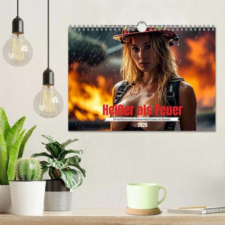 Produktbild: Hei&szlig;er als Feuer: 14 verf&uuml;hrerische Feuerwehrfrauen im Einsatz (Wandkalender 2026 DIN A4 quer), CALVENDO Monatskalender