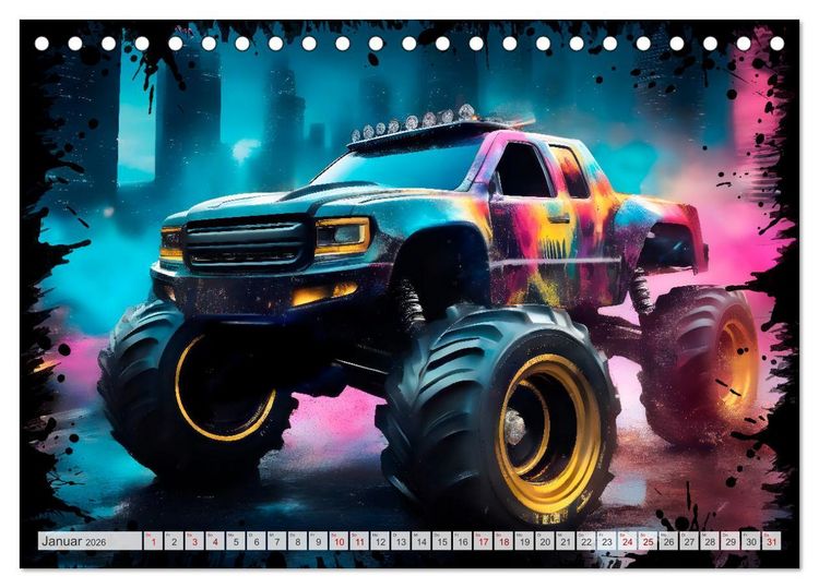 Produktbild: Coole KI-generierte OFF-ROAD-WAGEN (Tischkalender 2026 DIN A5 quer), CALVENDO Monatskalender