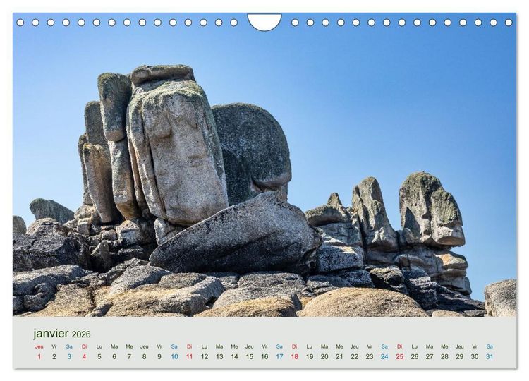 Produktbild: T&ecirc;tes de pierre sur les c&ocirc;tes de Bretagne (Calendrier mural 2026 DIN A4 vertical), CALVENDO calendrier mensuel