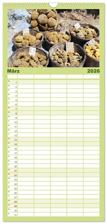 Produktbild: Familienplaner 2026 - Griechische Inseln mit 5 Spalten (Wandkalender, 21 x 45 cm) CALVENDO