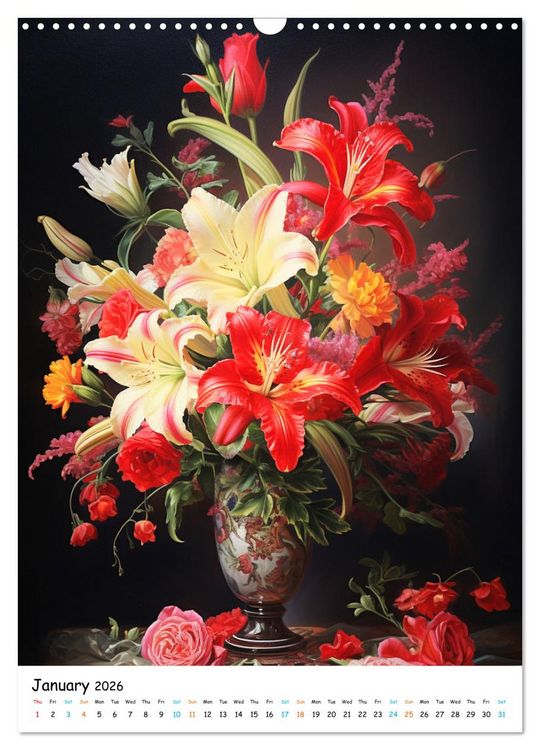 Produktbild: Blossoms & Vases (Wall Calendar 2026 DIN A3 portrait), CALVENDO 12 Month Wall Calendar