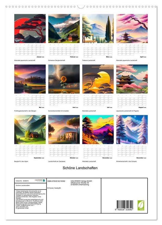 Produktbild: Sch&ouml;ne Landschaften (hochwertiger Premium Wandkalender 2026 DIN A2 hoch), Kunstdruck in Hochglanz