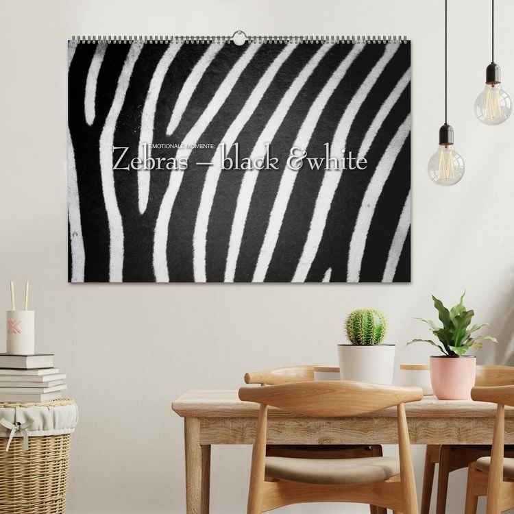 Produktbild: Emotionale Momente: Zebras - black & white. (Wandkalender 2026 DIN A2 quer), CALVENDO Monatskalender