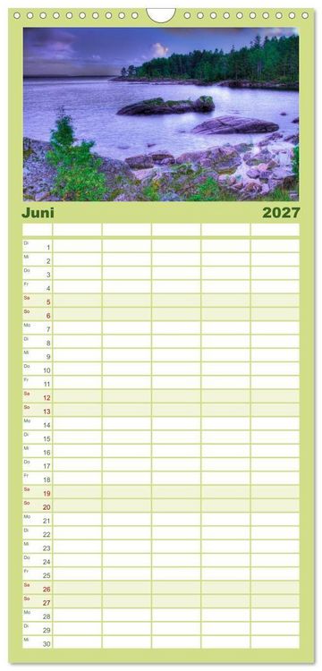 Produktbild: Familienplaner 2027 - Sehnsucht Schweden - Sverige mit 5 Spalten (Wandkalender, 21 x 45 cm) CALVENDO