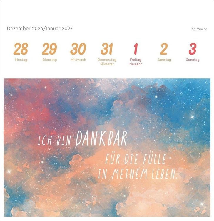 Produktbild: Ich bin einzigartig und wertvoll Premium-Postkartenkalender 2027 - 53 Affirmationskarten f&uuml;r das Jahr