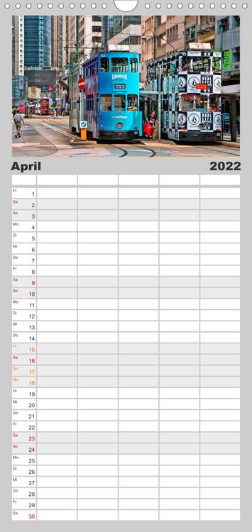 Produktbild: Durch die Welt mit der Stra&szlig;enbahn - Familienplaner hoch (Wandkalender 2022 , 21 cm x 45 cm, hoch)