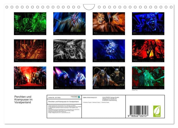 Produktbild: Perchten und Krampusse im Voralpenland (Wandkalender 2026 DIN A4 quer), CALVENDO Monatskalender