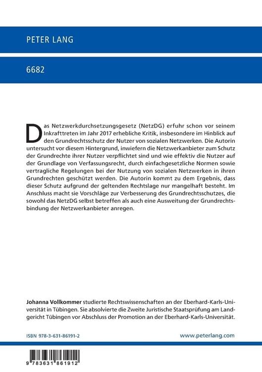 Produktbild: Grundrechtsschutz durch Private in Deutschland am Beispiel des Netzwerkdurchsetzungsgesetzes