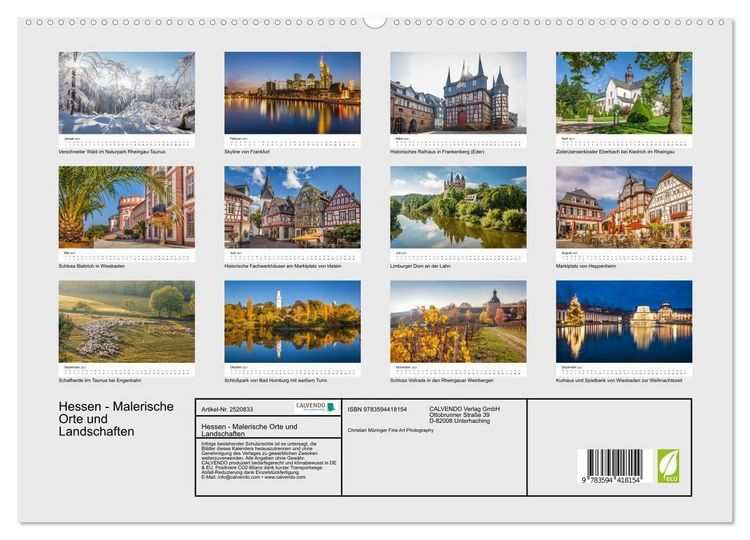 Produktbild: Hessen - Malerische Orte und Landschaften (hochwertiger Premium Wandkalender 2027 DIN A2 quer), Kunstdruck in Hochglanz