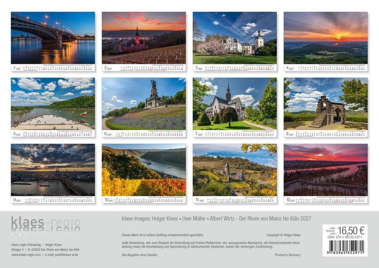 Produktbild: Der Rhein von Mainz bis K&ouml;ln 2027 Bildkalender A3 Spiralbindung