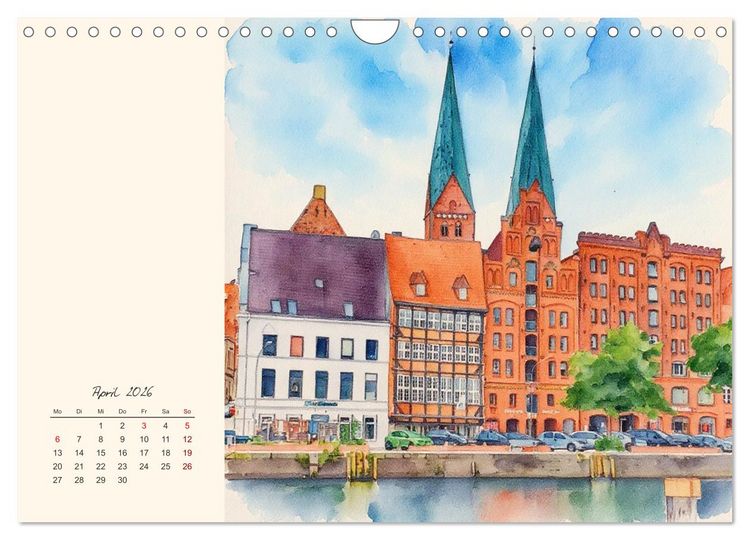 Produktbild: Historische Hansestadt L&uuml;beck (Wandkalender 2026 DIN A4 quer), CALVENDO Monatskalender