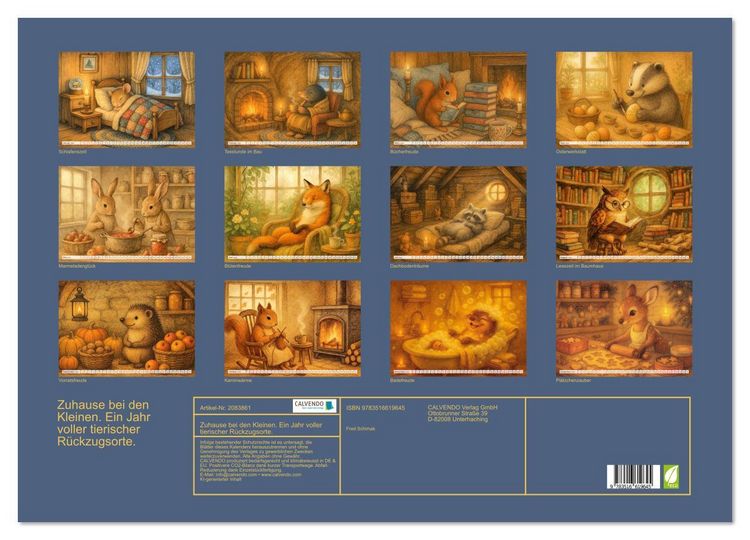 Produktbild: Zuhause bei den Kleinen. Ein Jahr voller tierischer R&uuml;ckzugsorte. (Wandkalender 2026 DIN A2 quer), CALVENDO Monatskalender