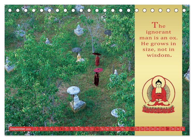 Produktbild: BUDDHIST WISDOMS - THE RED UMBRELLA (Desk Calendar 2026 DIN A5 landscape), CALVENDO 12 Month DeskCalendar
