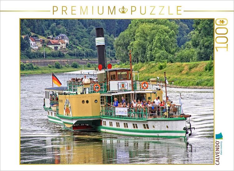 Produktbild: CALVENDO Puzzle Personendampfer Pirna nahe der gro&szlig;en Elbkurve bei K&ouml;nigstein | 1000 Teile Lege-Gr&ouml;&szlig;e 64x48cm Foto-Puzzle f&uuml;r gl&uuml;ckliche Stunden