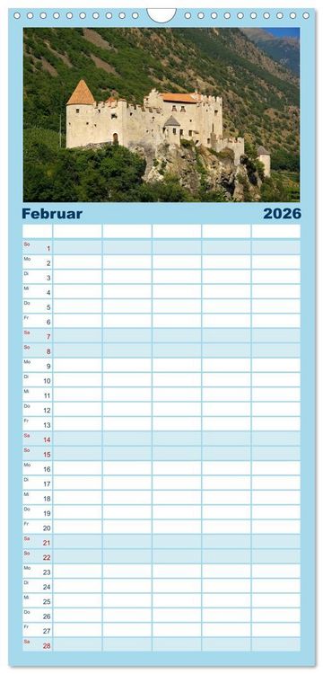 Produktbild: Familienplaner 2026 - Vinschgau - Die Sonnenseite S&uuml;dtirols mit 5 Spalten (Wandkalender, 21 x 45 cm) CALVENDO