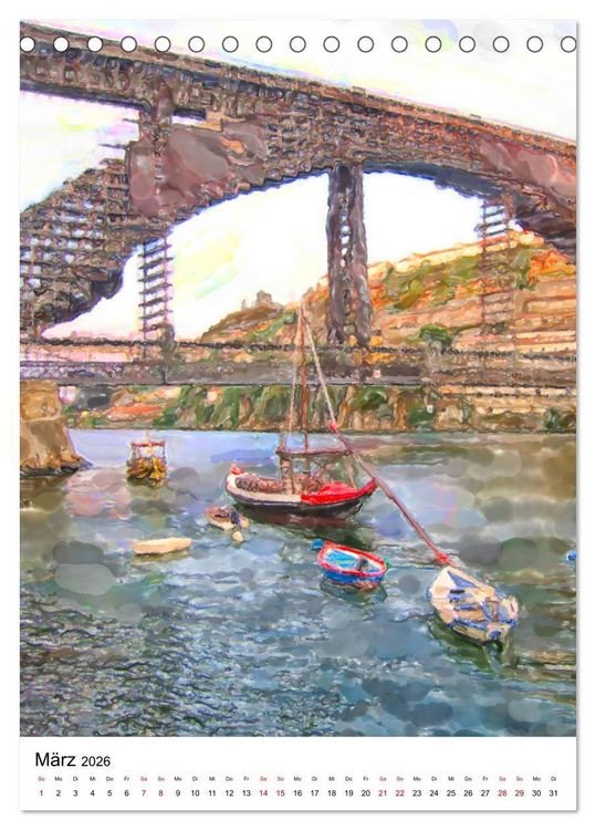 Produktbild: Porto - Stadtansichten in Aquarell (Tischkalender 2026 DIN A5 hoch), CALVENDO Monatskalender