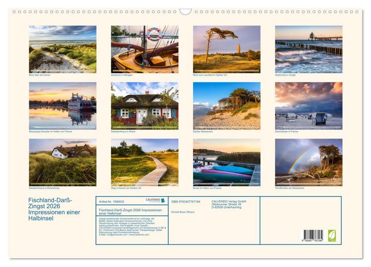 Produktbild: Fischland-Dar&szlig;-Zingst 2026 Impressionen einer Halbinsel (Wandkalender 2026 DIN A2 quer), CALVENDO Monatskalender