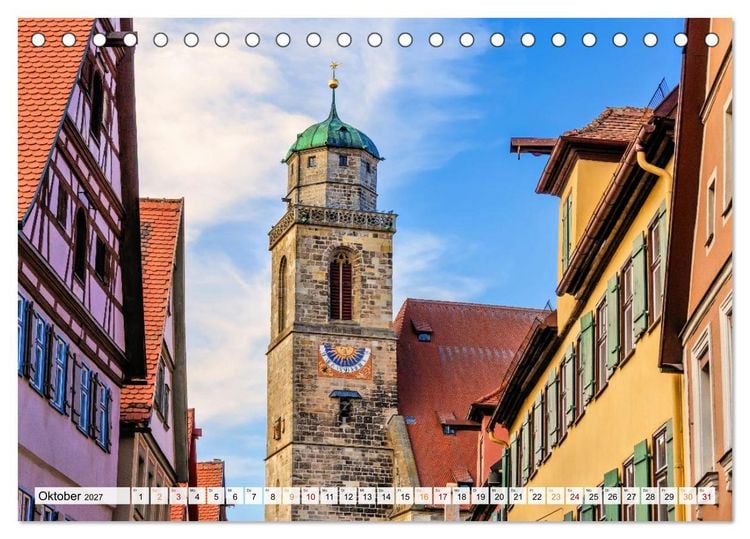 Produktbild: Dinkelsb&uuml;hl - Zw&ouml;lf Momente in der Altstadt (Tischkalender 2027 DIN A5 quer), CALVENDO Monatskalender