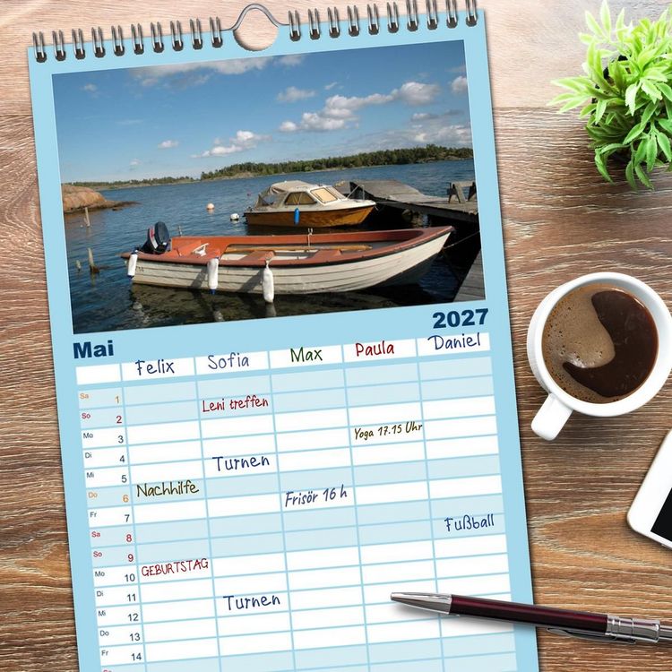Produktbild: Familienplaner 2027 - Wundervolles Schweden mit 5 Spalten (Wandkalender, 21 x 45 cm) CALVENDO