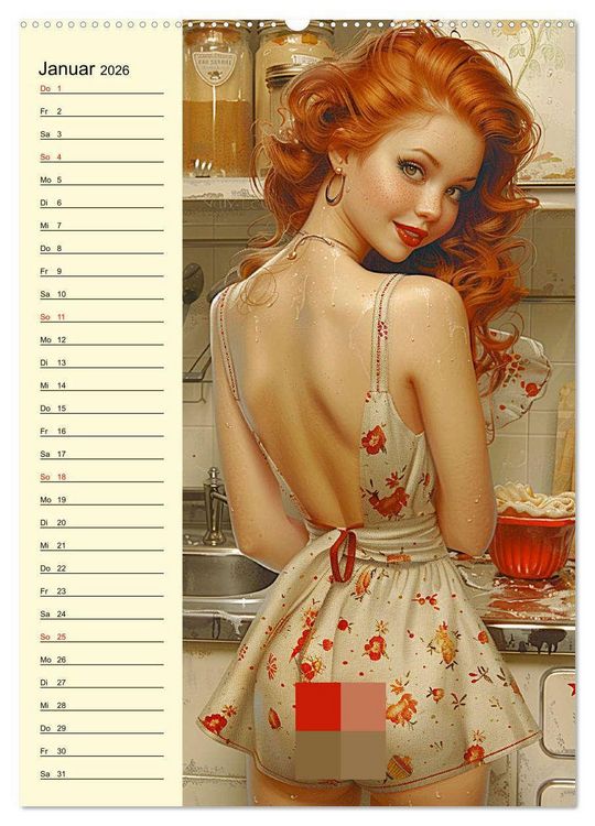 Produktbild: Schatz, ich hab gekocht! Sexy-lustige Pin-up-Girls in der K&uuml;che (hochwertiger Premium Wandkalender 2026 DIN A2 hoch), Kunstdruck in Hochglanz