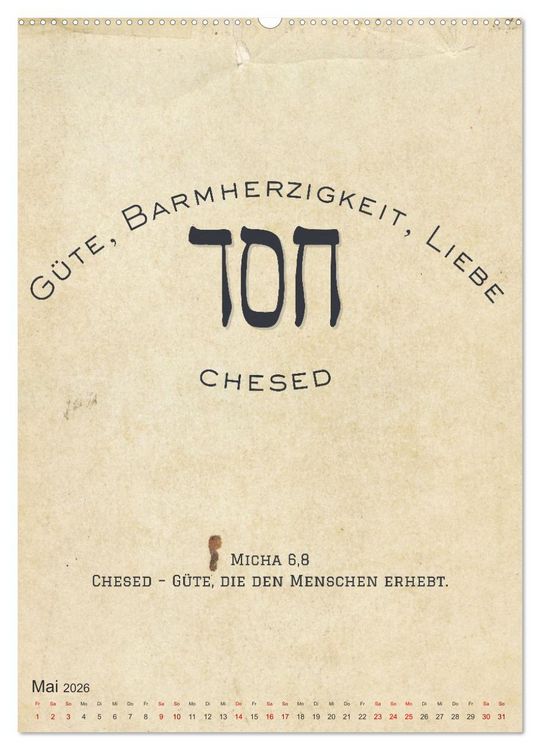 Produktbild: Hebr&auml;ische Lettern - Worte voller Licht und Weisheit (hochwertiger Premium Wandkalender 2026 DIN A2 hoch), Kunstdruck in Hochglanz