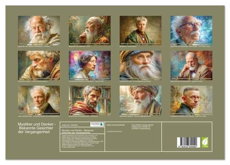 Produktbild: Mystiker und Denker - Bekannte Gesichter der Vergangenheit (Wandkalender 2026 DIN A3 quer), CALVENDO Monatskalender