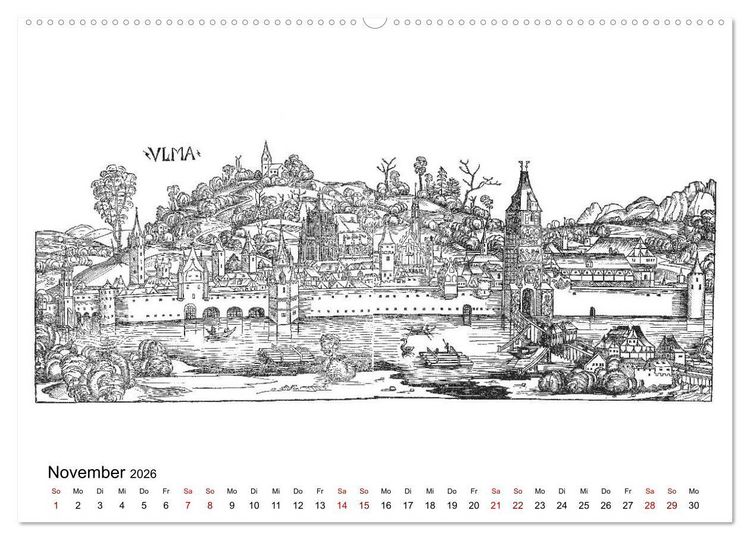 Produktbild: Schedelsche Weltchronik Deutsche St&auml;dte 1493 (Wandkalender 2026 DIN A2 quer), CALVENDO Monatskalender
