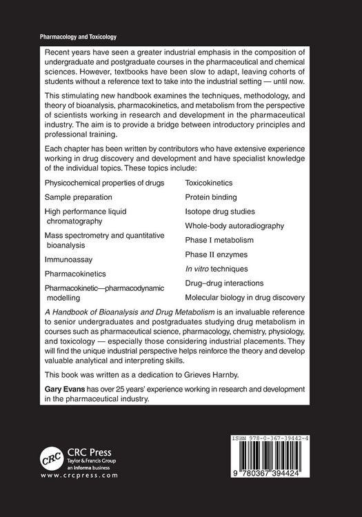 Produktbild: A Handbook of Bioanalysis and Drug Metabolism