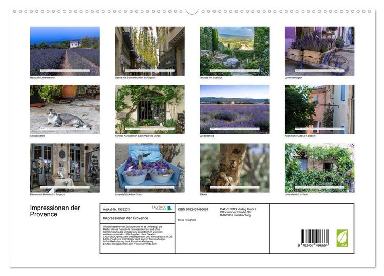 Produktbild: Impressionen der Provence (hochwertiger Premium Wandkalender 2026 DIN A2 quer), Kunstdruck in Hochglanz