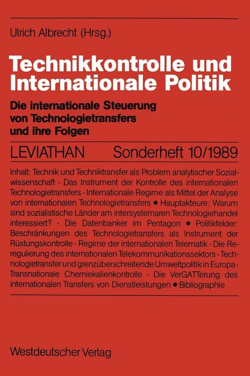 Produktbild: Technikkontrolle und Internationale Politik