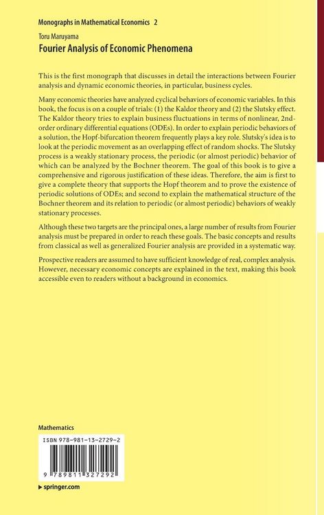 Produktbild: Fourier Analysis of Economic Phenomena