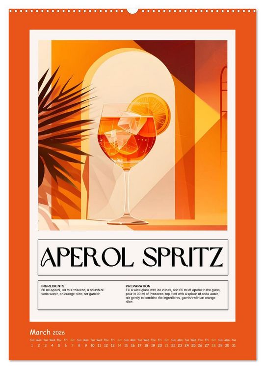 Produktbild: Classic Cocktails (High Quality Premium Wall Calendar 2026 DIN A2 portrait),CALVENDO 12 Month Wall Calendar