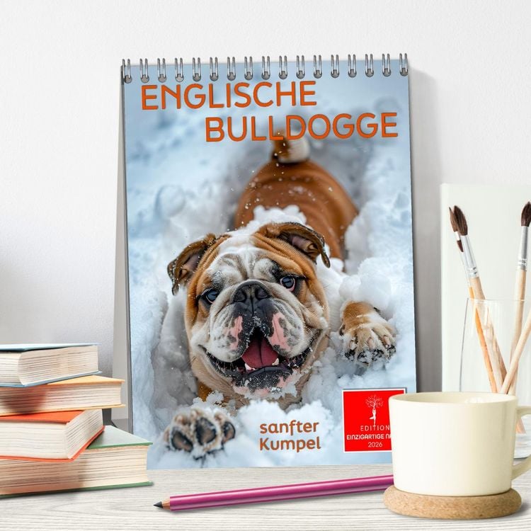 Produktbild: Englische Bulldogge - sanfter Kumpel (Tischkalender 2026 DIN A5 hoch), CALVENDO Monatskalender