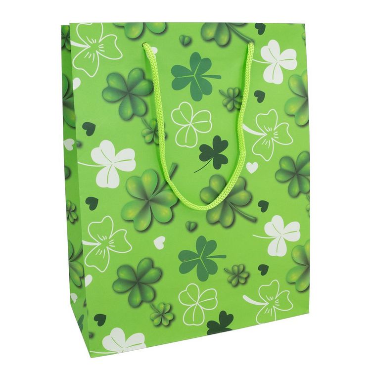 Produktbild: Idena Geschenktasche Gl&uuml;cksklee gr&uuml;n 25x35x8cm 128g/m&sup2;