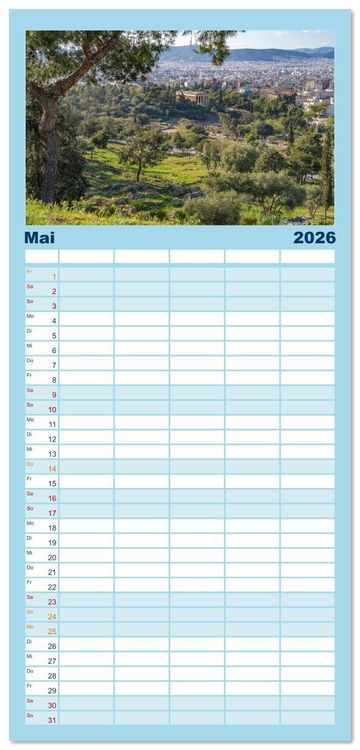 Produktbild: Familienplaner 2026 - Griechenland mit 5 Spalten (Wandkalender, 21 x 45 cm) CALVENDO