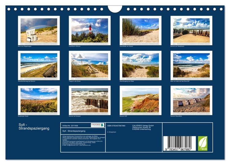 Produktbild: Sylt - Strandspaziergang (Wandkalender 2026 DIN A4 quer), CALVENDO Monatskalender