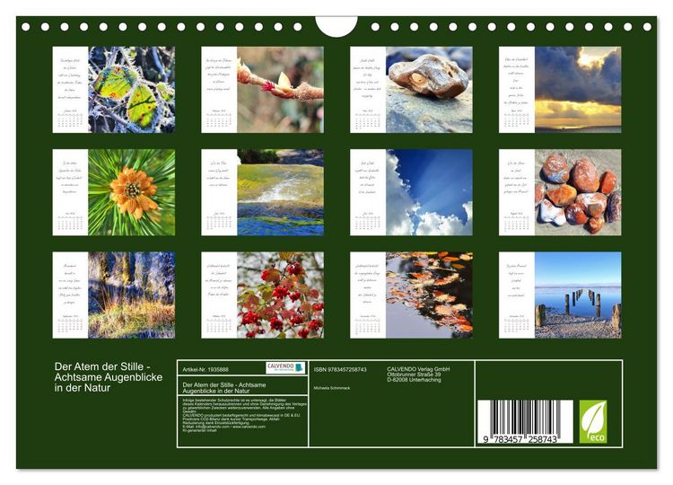 Produktbild: Der Atem der Stille - Achtsame Augenblicke in der Natur (Wandkalender 2026 DIN A4 quer), CALVENDO Monatskalender