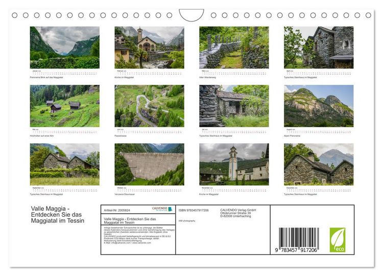 Produktbild: Valle Maggia - Entdecken Sie das Maggiatal im Tessin (Wandkalender 2026 DIN A4 quer), CALVENDO Monatskalender